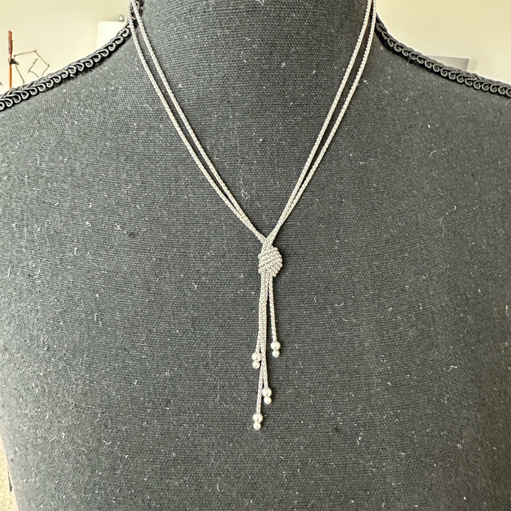 Silver Cube Pendant Necklace with Delicate Chain